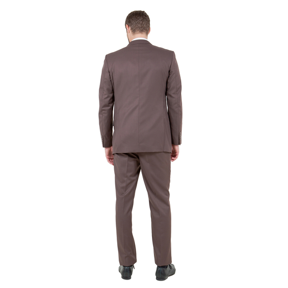 Modern Fit 3pc Wool Mens Suit Set by ZeGarie, Cocoa - Picture 4 of 6